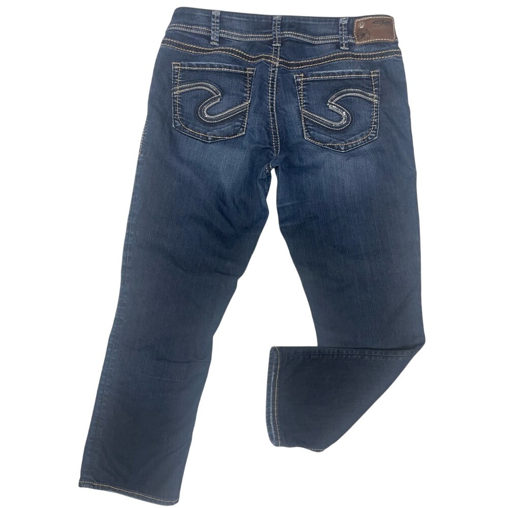 Silver‎ Jeans Suki Western Mid Rise Denim Embellished Capri Women's 31